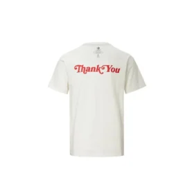 Camiseta de manga corta reversible con estampado de letras, color blanco cremoso Camiseta de manga corta reversible con estampado de letras, color blanco cremoso
