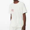 Camiseta de manga corta reversible con estampado de letras, color blanco cremoso