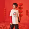 Camiseta de manga larga con el logotipo del Año del Conejo impreso, tallas asiáticas, «Blanco, Negro, Rojo»