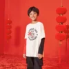 Camiseta de manga larga con el logotipo del Año del Conejo impreso, tallas asiáticas, «Blanco, Negro, Rojo»