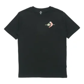 Camiseta deportiva casual de manga corta con estampado para hombre de Converse, color negro Camiseta deportiva casual de manga corta con estampado para hombre de Converse, color negro