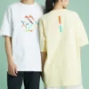 Camiseta deportiva de cuello redondo y manga corta con estampado, color amarillo claro