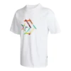 Camiseta deportiva de cuello redondo y manga corta con estampado de estrellas en forma de chevrón, tallas asiáticas, «Blanco»