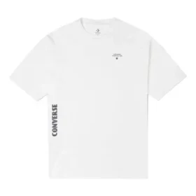Camiseta deportiva de manga corta con cuello redondo y estampado suelto Converse Skate para hombre, color blanco Camiseta deportiva de manga corta con cuello redondo y estampado suelto Converse Skate para hombre, color blanco