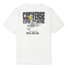 Camiseta deportiva de manga corta con estampado de letras de dibujos animados, color blanco