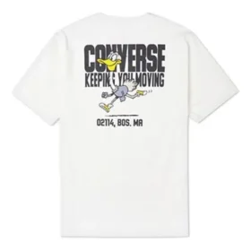 Camiseta deportiva de manga corta con estampado de letras de dibujos animados, color blanco Camiseta deportiva de manga corta con estampado de letras de dibujos animados, color blanco
