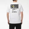 Camiseta deportiva de manga corta con estampado de letras de dibujos animados, color blanco