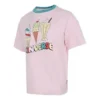 Camiseta deportiva de manga corta rosa con estampado de helado