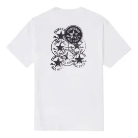 Camiseta deportiva de punto con cuello redondo y manga corta Converse Chuck Printing para hombre, color blanco Camiseta deportiva de punto con cuello redondo y manga corta Converse Chuck Printing para hombre, color blanco