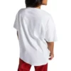 Camiseta oversize con logo en llamas Tallas asiáticas «Blanco Rojo»
