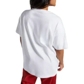 Camiseta oversize con logo en llamas Tallas asiáticas «Blanco Rojo»