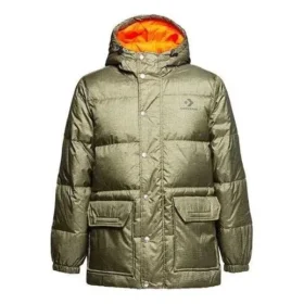 Chaqueta acolchada estampada de largo medio Tallas asiáticas «Verde metalizado»