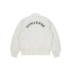 Chaqueta aviador retro deportiva holgada con logo SS22, estilo para pareja, color blanco