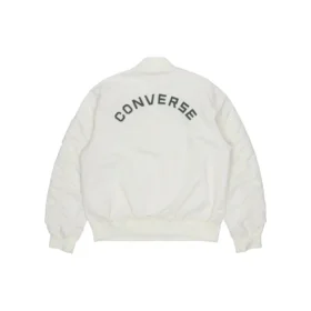 Chaqueta aviador retro deportiva holgada con logo SS22, estilo para pareja, color blanco