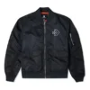 Chaqueta aviador retro deportiva holgada con logotipo SS22 unisex negra