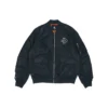 Chaqueta aviador retro deportiva holgada con logotipo SS22 unisex negra