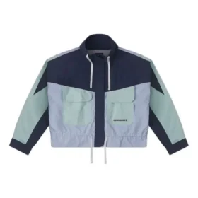 Chaqueta cargo cortavientos de manga larga y corte corto, tallas asiáticas «Azul»