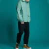 Chaqueta casual con capucha y bolsillos Converse para hombre, azul lavado