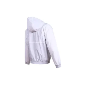 Chaqueta con capucha, cordón y bolsillo con cremallera, color blanco