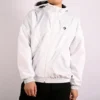 Chaqueta con capucha, cordón y bolsillo con cremallera, color blanco