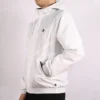 Chaqueta con capucha, cordón y bolsillo con cremallera, color blanco