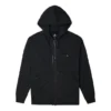 Chaqueta con capucha de manga larga y cremallera en color liso, estilo para pareja, negra