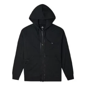 Chaqueta con capucha de manga larga y cremallera en color liso, estilo para pareja, negra