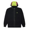 Chaqueta con capucha y cremallera con costuras en contraste, estilo para pareja, color negro