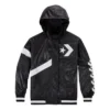 Chaqueta con capucha y logo deportiva informal Negra