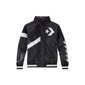 Chaqueta con capucha y logo deportiva informal Negra