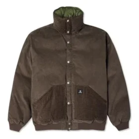 Chaqueta con cuello alto y relleno de plumón, tallas asiáticas «Brown»