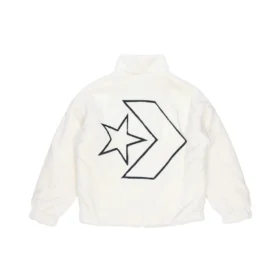 Chaqueta con cuello holgado y logo Stay Warm, tallas asiáticas, «Blanco»