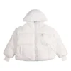 Chaqueta corta acolchada con capucha, relleno de plumón, tallas asiáticas, «Blanco»