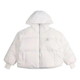 Chaqueta corta acolchada con capucha, relleno de plumón, tallas asiáticas, «Blanco»
