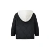 Chaqueta corta de algodón con capucha desmontable y bloques de color. Tallas asiáticas «Negro Blanco»