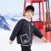 Chaqueta corta de algodón con capucha desmontable y bloques de color. Tallas asiáticas «Negro Blanco»