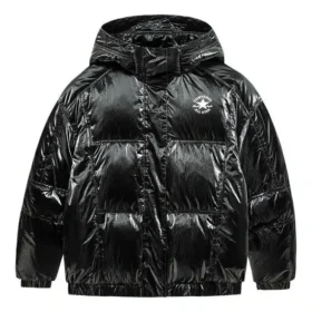 Chaqueta corta de plumón con logotipo, tallas asiáticas «Negro»