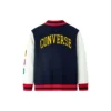 Chaqueta de béisbol bordada con bloques de color Tallas asiáticas «Azul marino, blanco, rojo»