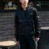 Chaqueta de béisbol deportiva casual con cuello de pie Tallas asiáticas «Negro»