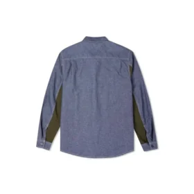 Chaqueta de camisa tejida para hombre Converse Flowers con logotipo pequeño, estilo retro, colores contrastantes y empalmes, azul
