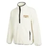 Chaqueta de cuello alto con media cremallera y logo de Converse para hombre, de lana de cordero, color blanco cremoso