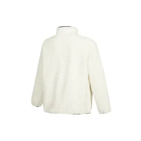 Chaqueta de cuello alto con media cremallera y logo de Converse para hombre, de lana de cordero, color blanco cremoso