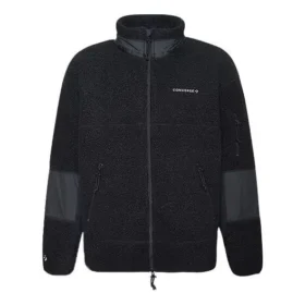 Chaqueta de cuello alto Converse Splicing Stay Warm para hombre, color negro