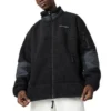 Chaqueta de cuello alto Converse Splicing Stay Warm para hombre, color negro