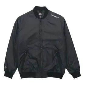 Chaqueta de hombre Converse Aviator para béisbol, tejida, cortavientos y con cremallera, color negro otoñal