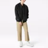 Chaqueta de hombre Converse Aviator para béisbol, tejida, cortavientos y con cremallera, color negro otoñal