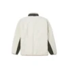 Chaqueta de lana de cordero con costuras en contraste de estilo retro, color blanco