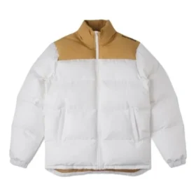 Chaqueta de plumón con bloques de color Tallas asiáticas «Blanco y tostado»