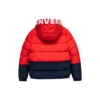 Chaqueta de plumón con capucha y forro polar con insignia del logotipo, tallas asiáticas «Rojo Negro»