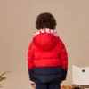 Chaqueta de plumón con capucha y forro polar con insignia del logotipo, tallas asiáticas «Rojo Negro»